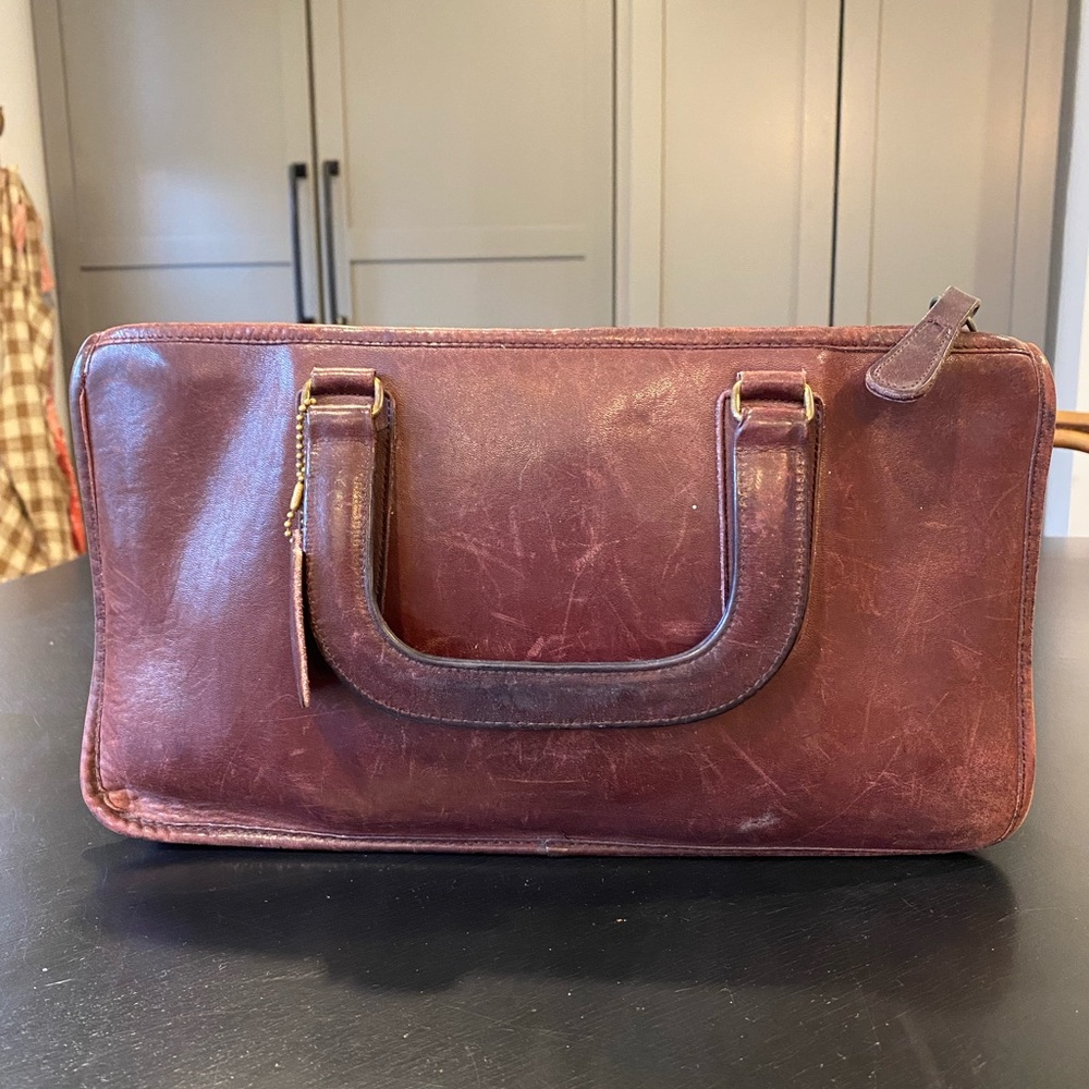 Vintage Coach Bonnie Cashin Slim Satchel in Eggplant Leather